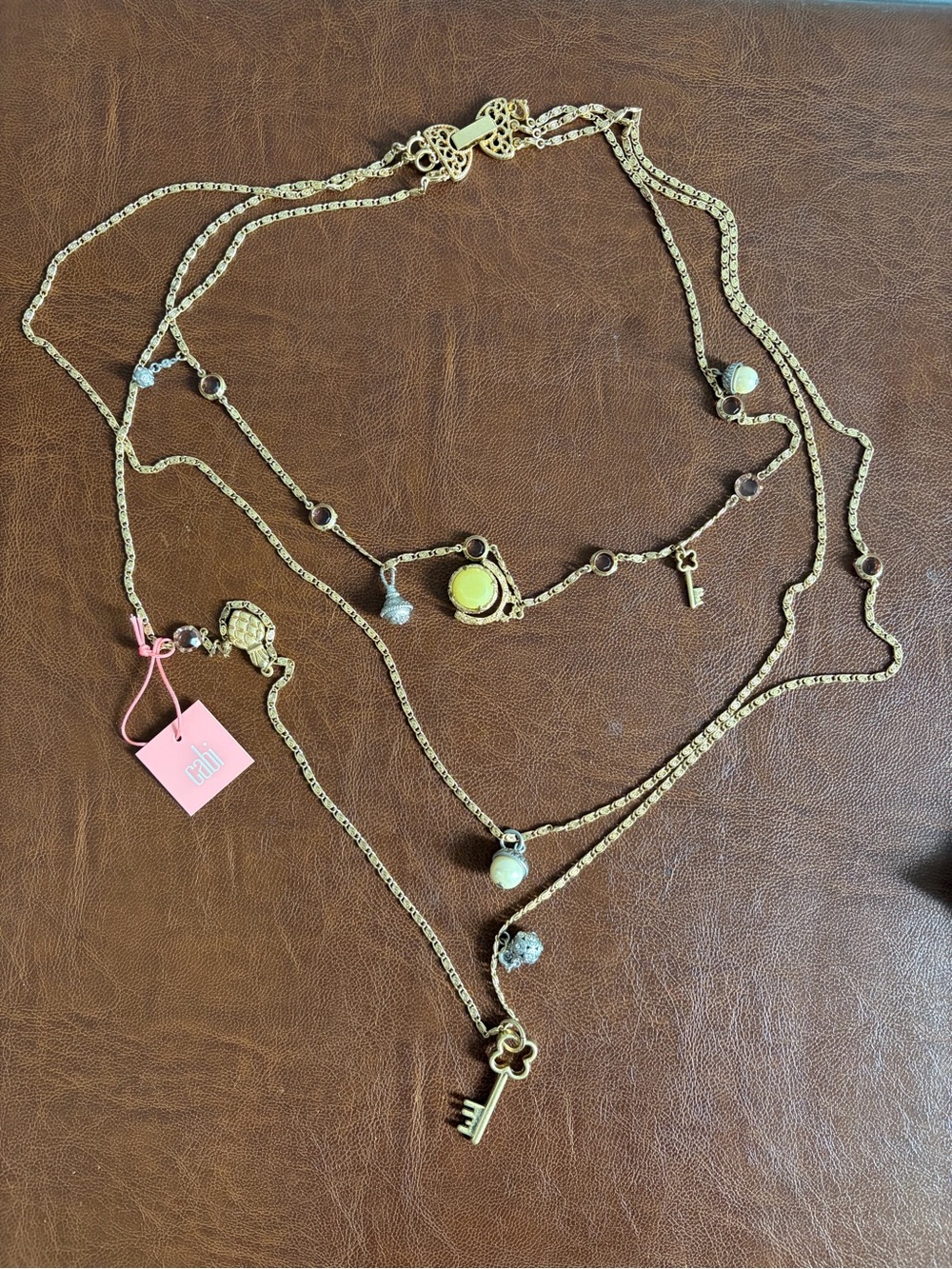 Gold-Tone Multi-Layer Key & Charm Necklace - Women Jewelry